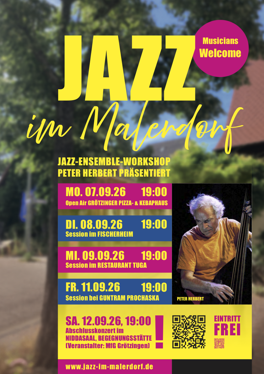 Veranstaltungsplakat zu "Jazz im Malerdorf 2026"